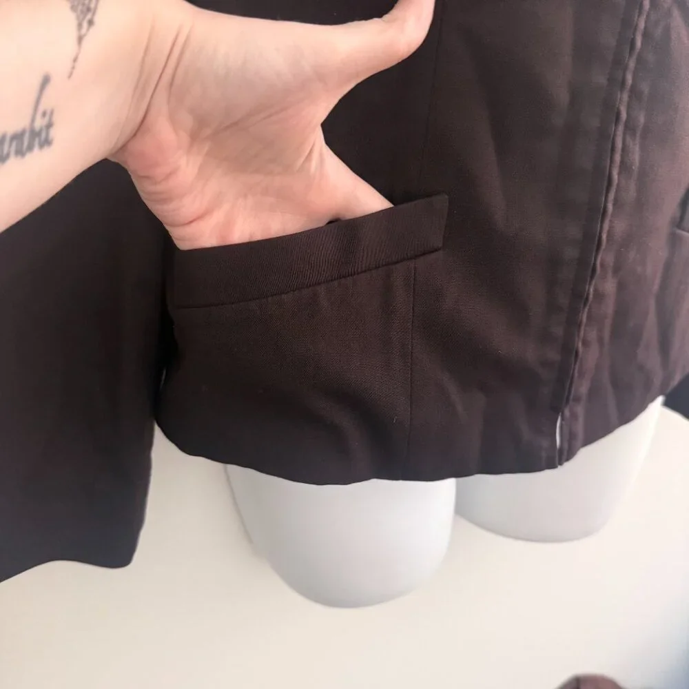 Liz Claiborne Collection Zip Jacket | Chocolate Brown | Petite 8 | Y2K Era - Picture 7 of 10